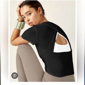 Beyond Yoga Black Crop Top with Open Back